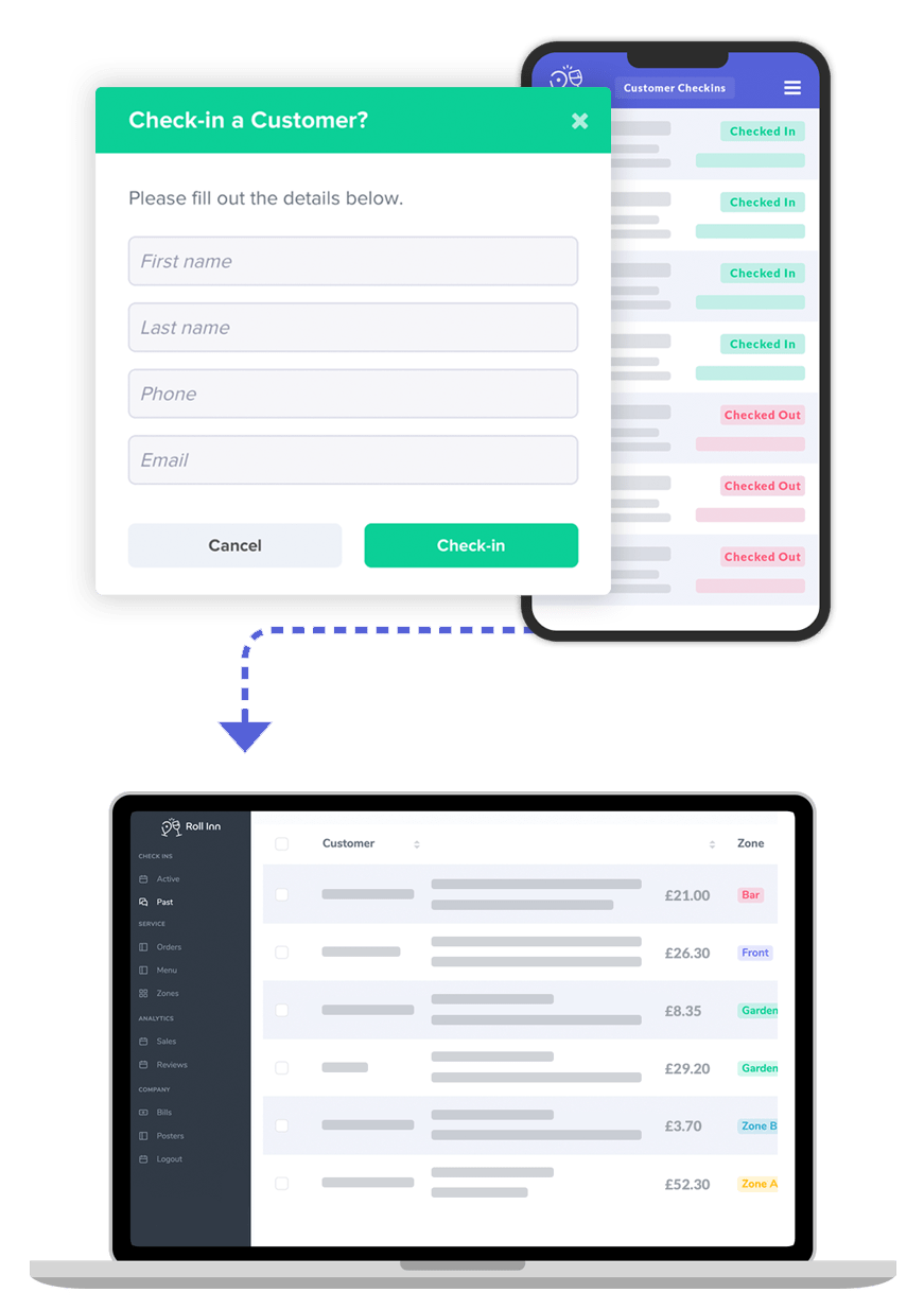 roll inn kisok app and dashboard
